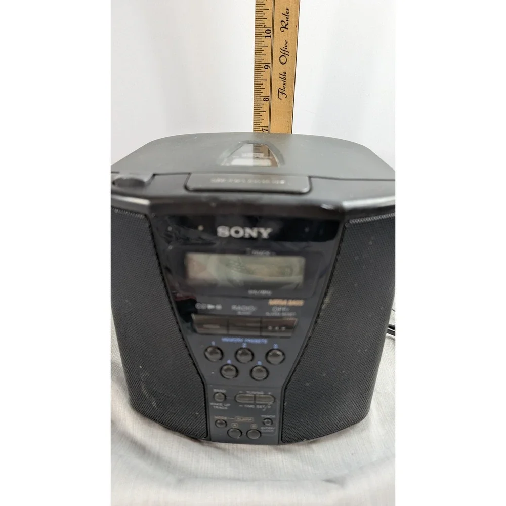 Sony CD Clock Radio ICF-CD833 Black Mega Bass AM/FM Digital Tuner Alarm